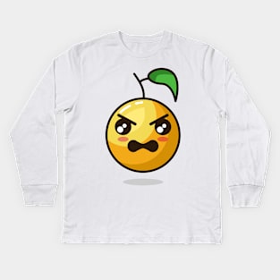 emoji orange angry react Kids Long Sleeve T-Shirt